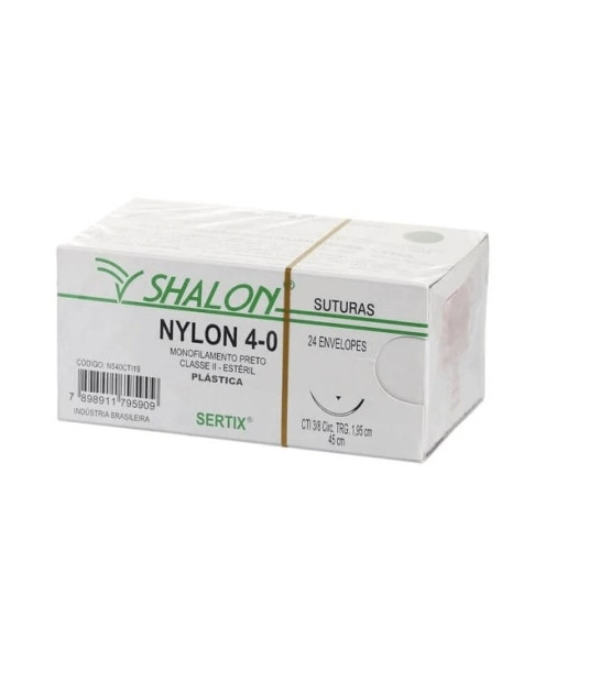 Fio nylon 4-0 c/ag 3/8 cir trg 2,4cm 45cm SHALON unidade