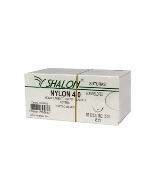 Fio nylon 4-0 c/ag 1/2 cir trg 1,5cm 45cm SHALON unidade 