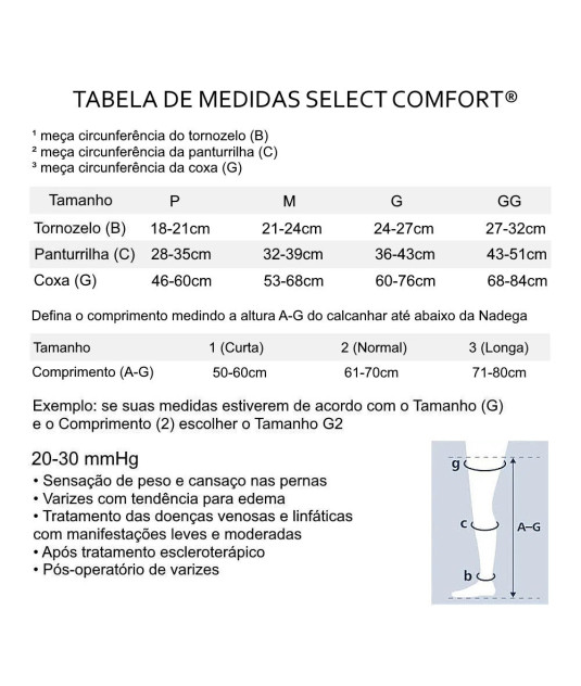 Meia de Compressão 7/8 Sigvaris Select Comfort 20-30 mmHg 