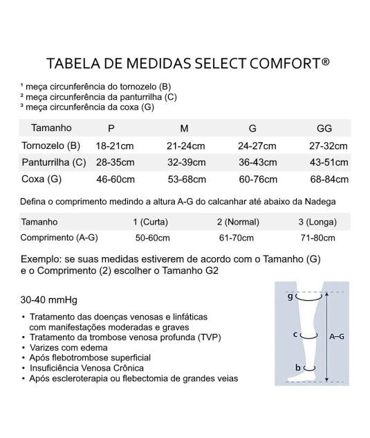 Meia de Compressão 7/8 Sigvaris Select Comfort 30-40 mmHg