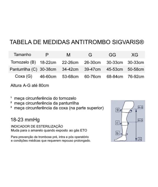 Meia de Compressão 7/8 Sigvaris Antitrombo 18-23 mmHg