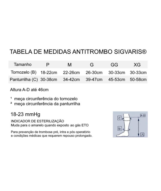 Meia de Compressão 3/4 Sigvaris Antitrombo 18-23 mmHg