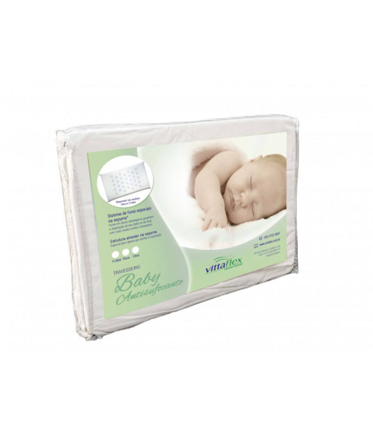 Travesseiro para Bebê Visco Elástico 25x35x04cm Branco Vittaflex