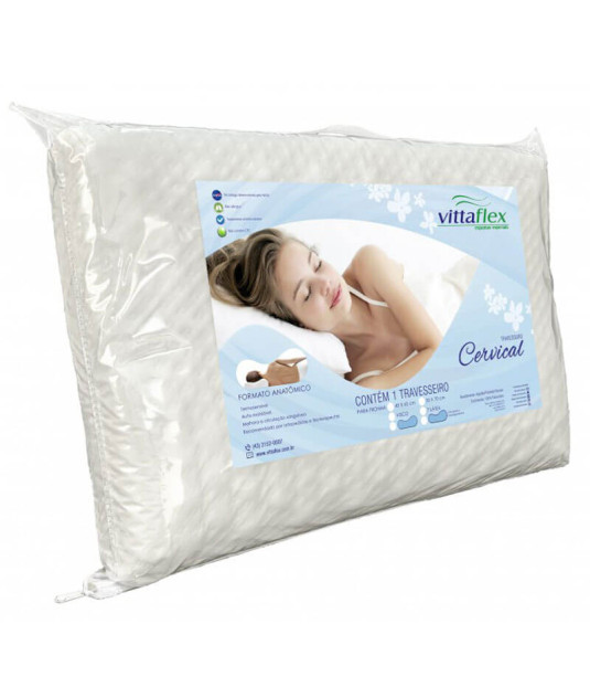 Travesseiro Cervical Visco Elástico 50x70cm Vittaflex