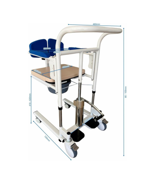 Cadeira de Transferência W808  c/ Coletor e Almofada Azul - Winner