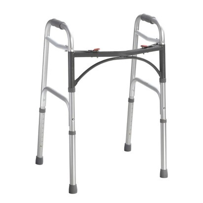 Andador Aluminio 2 Barras Clique Duplo Prata MED130 Cap 135kg - Live Well