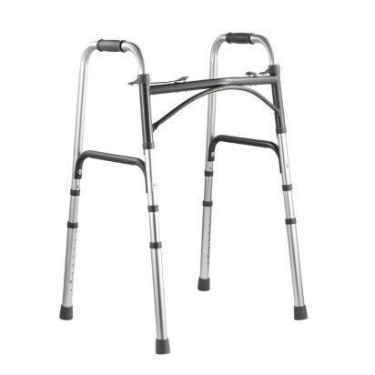 Andador Aluminio 2 Barras Clique Duplo MED140 até 135kg Prata Acetinado - Live Well