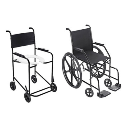 Cadeira de Rodas Simples Maciço 40cm - Prolife + Cadeira de Banho Higiênica Simples PL 201 Prolife