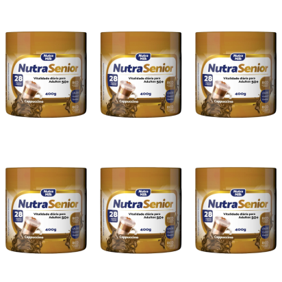 Nutra Senior Adulto 50+ Kit 6 Unidades Complemento Alimentar 400g - Cappuccino