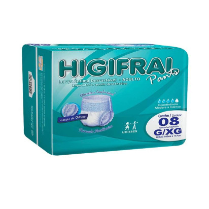 Fralda Descartável Higifral Roupa Íntima G/XG com 8 Eurofral