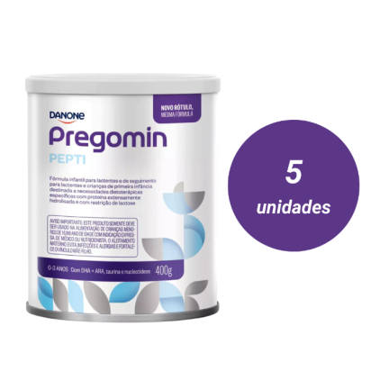 (Kit 5 Un) Pregomin Pepti 400g - Danone + E-book: Guia Completo de Introdução Alimentar