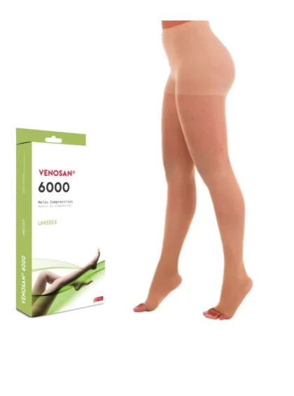 Meia Calça 6000 30-40 M Bege  Ponteira Aberta Venosan