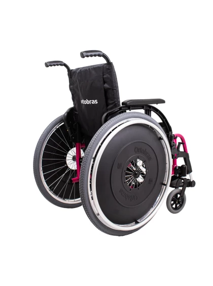 Cadeira de Rodas K3 Alumínio Pés Removíveis 38cm Rosa Ortobras