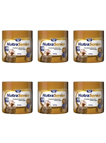 Nutra Senior Adulto 50+ Kit 6 Unidades Complemento Alimentar 400g - Cappuccino