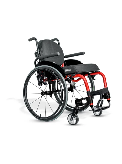 Cadeira de Rodas Monobloco M3 Premium 40cm Vermelho Roda Sentinell Preta Pneu Cinza Ortobras