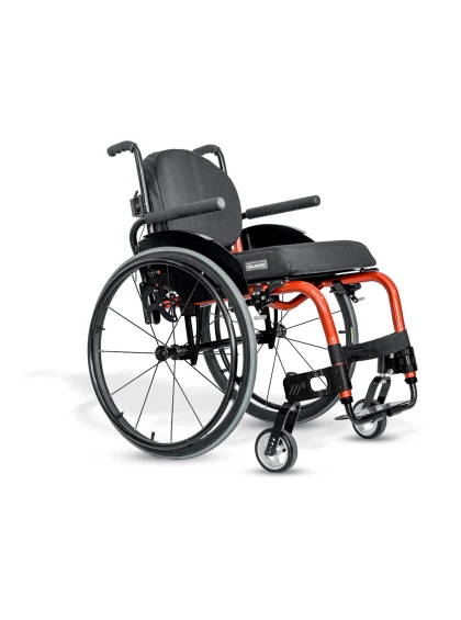 Cadeira de Rodas Monobloco M3 Premium 44cm Vermelho Roda Sentinell Preta Pneu Cinza Ortobras