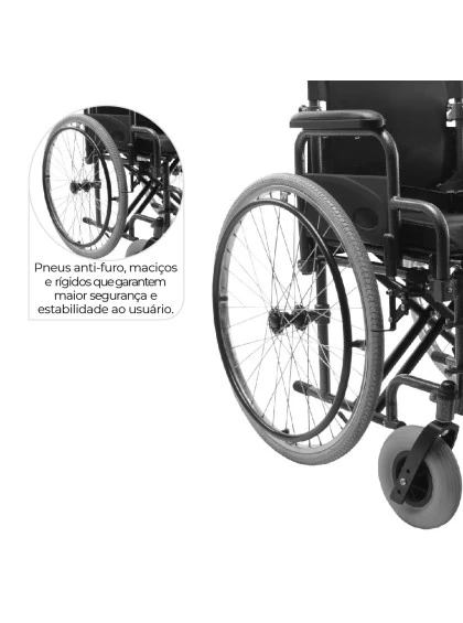 Cadeira de Rodas em Aço Carbono Dobrável D400 44cm Dellamed