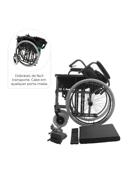 Cadeira de Rodas em Aço Carbono Dobrável D400 44cm Dellamed