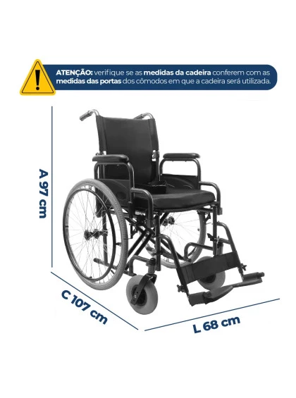 Cadeira de Rodas em Aço Carbono Dobrável D400 44cm Dellamed
