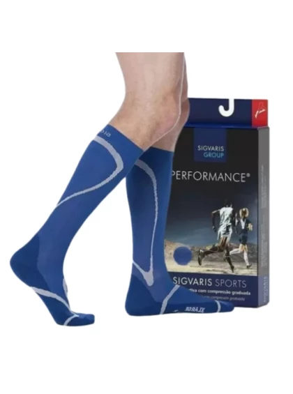 Meia Esportiva Performance 20/30mmHg AD Panturrilha Azul P3 Sigvaris + E-book