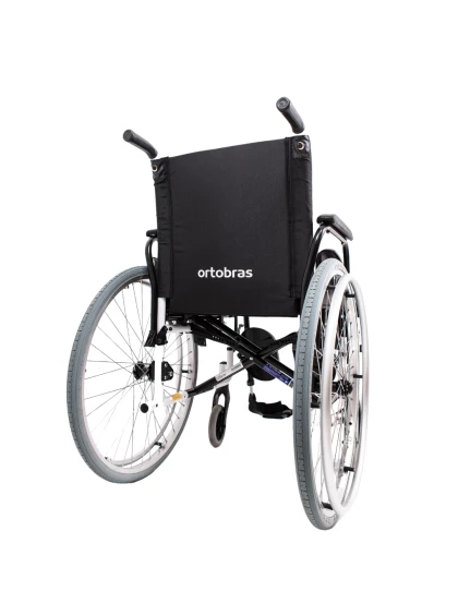 Cadeira de Rodas K2 Alumínio Pés Eleváveis 44cm Preto Ortobras
