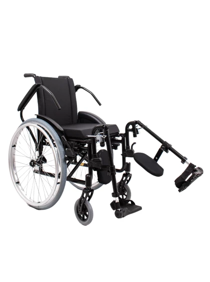 Cadeira de Rodas K2 Alumínio Pés Eleváveis 46cm Preto Ortobras