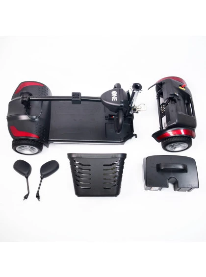 Cadeira de Rodas Motorizada Scooter Elétrica Dobrável até 136kg - Vermelha