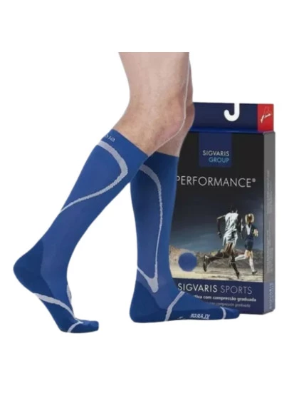 Meia Esportiva Performance 20/30mmHg AD Panturrilha Azul G3 Sigvaris + E-book