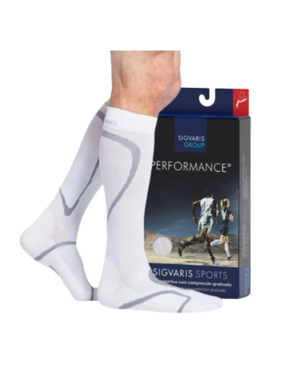 Meia Esportiva Performance 20/30mmHg AD Panturrilha Branco P1 Sigvaris + E-book