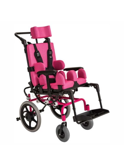 Cadeira de Rodas Postural Ortopédico T1 Rosa Pink com Estofado Rosa