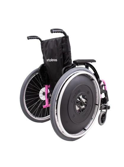 Cadeira de Rodas K3 Alumínio Pés Removíveis 38cm Rosa Ortobras