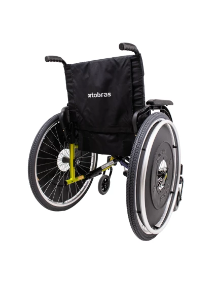 Cadeira de Rodas K3 Alumínio Pés Eleváveis 50cm Amarelo Fluor Ortobras