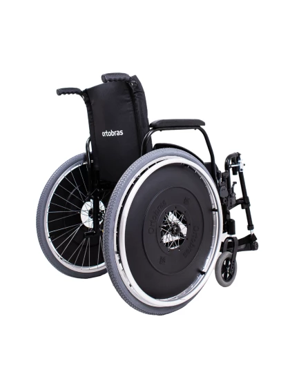 Cadeira de Rodas AVD Alumínio x Duplo Pés Eleváveis 42cm Preto Ortobras