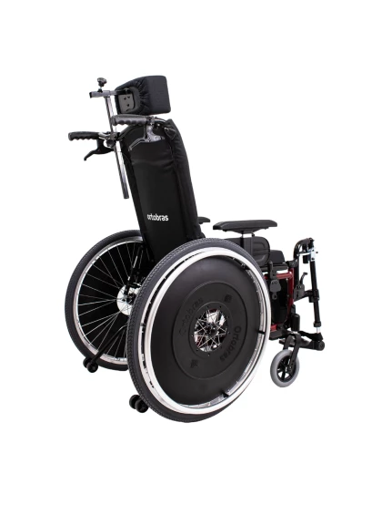 Cadeira de Rodas AVD Alumínio Reclinável 42cm Vermelho Perolizado Ortobras