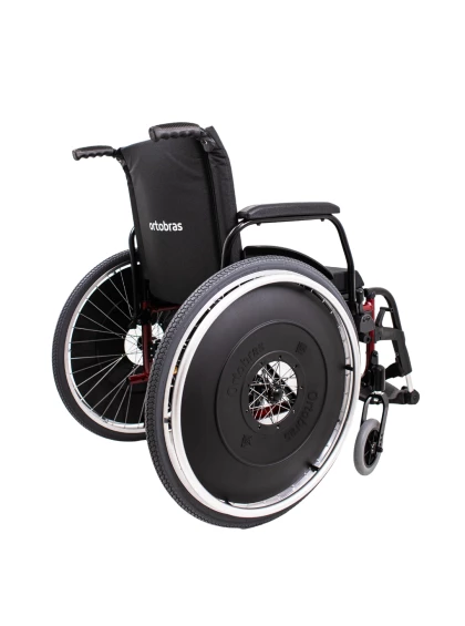 Cadeira de Rodas AVD Alumínio Pés Fixos 44cm Vermelho Perolizado