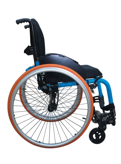 Cadeira de Rodas Monobloco M3 44cm Azul Glacial com Pneus Laranja Ortobras