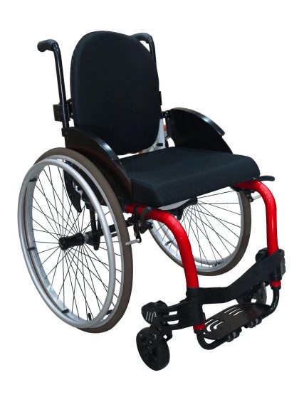 Cadeira de Rodas Monobloco M3 42cm Vermelho Perolizado com Pneus Cinza