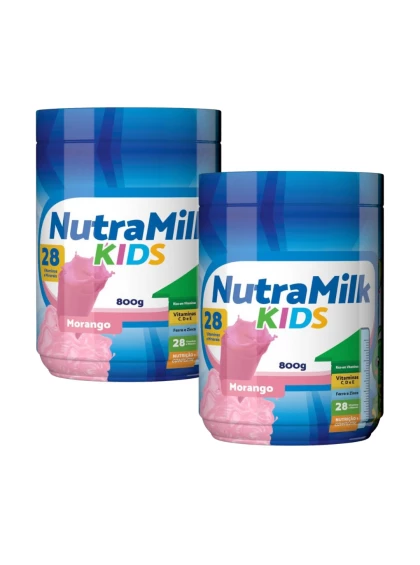 Nutra Milk Kids Kit 2 Unidades Complemento Alimentar Infantil 800g - Morango