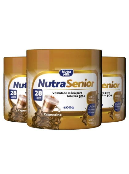 Nutra Senior Adulto 50+ Kit 3 Unidades Complemento Alimentar 400g - Cappuccino 