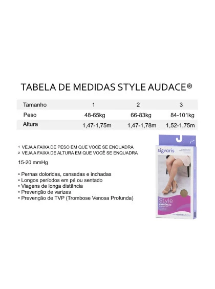 Meia de Compressão Meia Coxa Sigvaris Audace 15-20 mmHg (1) 