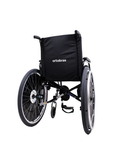 Cadeira de Rodas AVD Alumínio x Duplo Pés Eleváveis 40cm Prata Ortobras