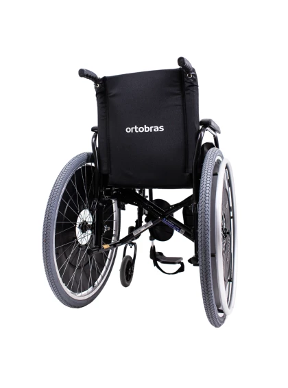 Cadeira de Rodas AVD Alumínio x Duplo Pés Eleváveis 48cm Preto Ortobras
