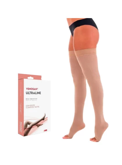 Meia Ultraline 4000 Meia Coxa 30-40 Pé Aberto P Venosan