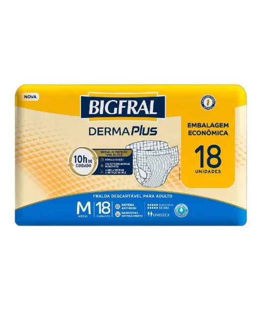 Fralda Derma Plus Fralda geriátrica tradicional M C/18 unidades - Bigfral