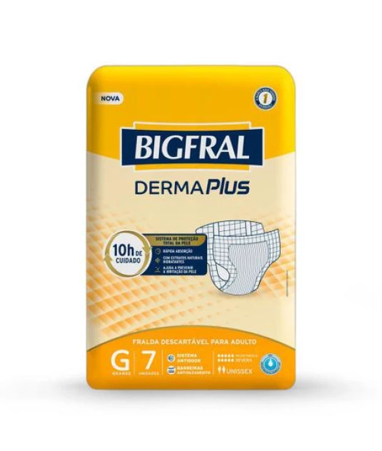Bigfral Derma Plus Fralda geriátrica tradicional C/7 unidades - Bigfral