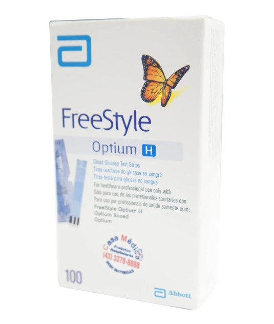 Tiras para Teste de Glicemia FreeStyle Optium H com 100 Branca Abbott 