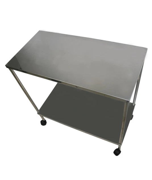 Mesa Auxiliar 40x80x80cm Inox com Rodízios RN07014