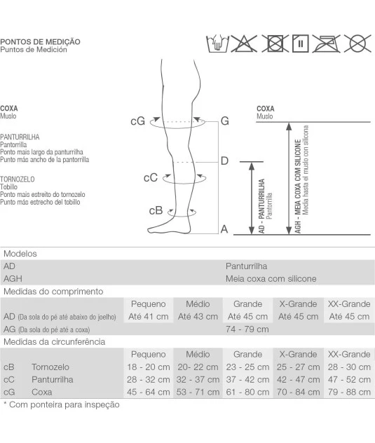 Meia de Compressão 3/4 Antitrombo AES 18 mmHg Branca