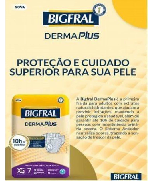 Bigfral Derma Plus Fralda geriátrica tradicional C/7 unidades - Bigfral
