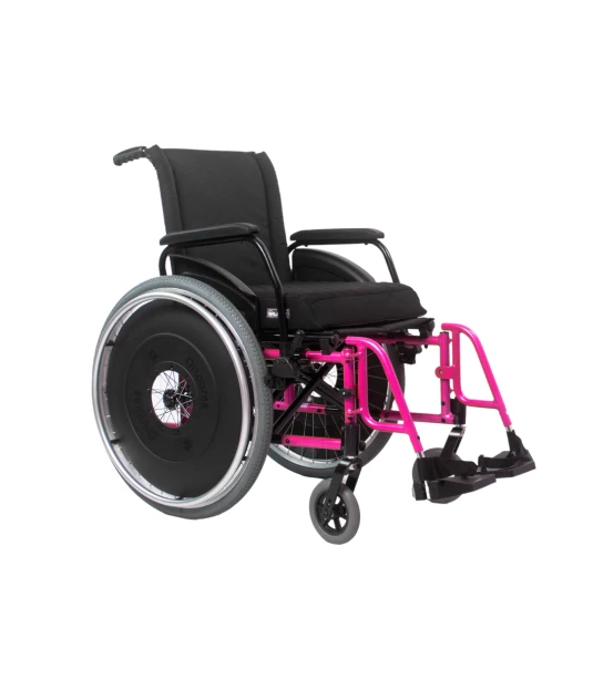 Cadeira de Rodas AVD Alumínio Pés Fixos Rosa Pink Ortobras